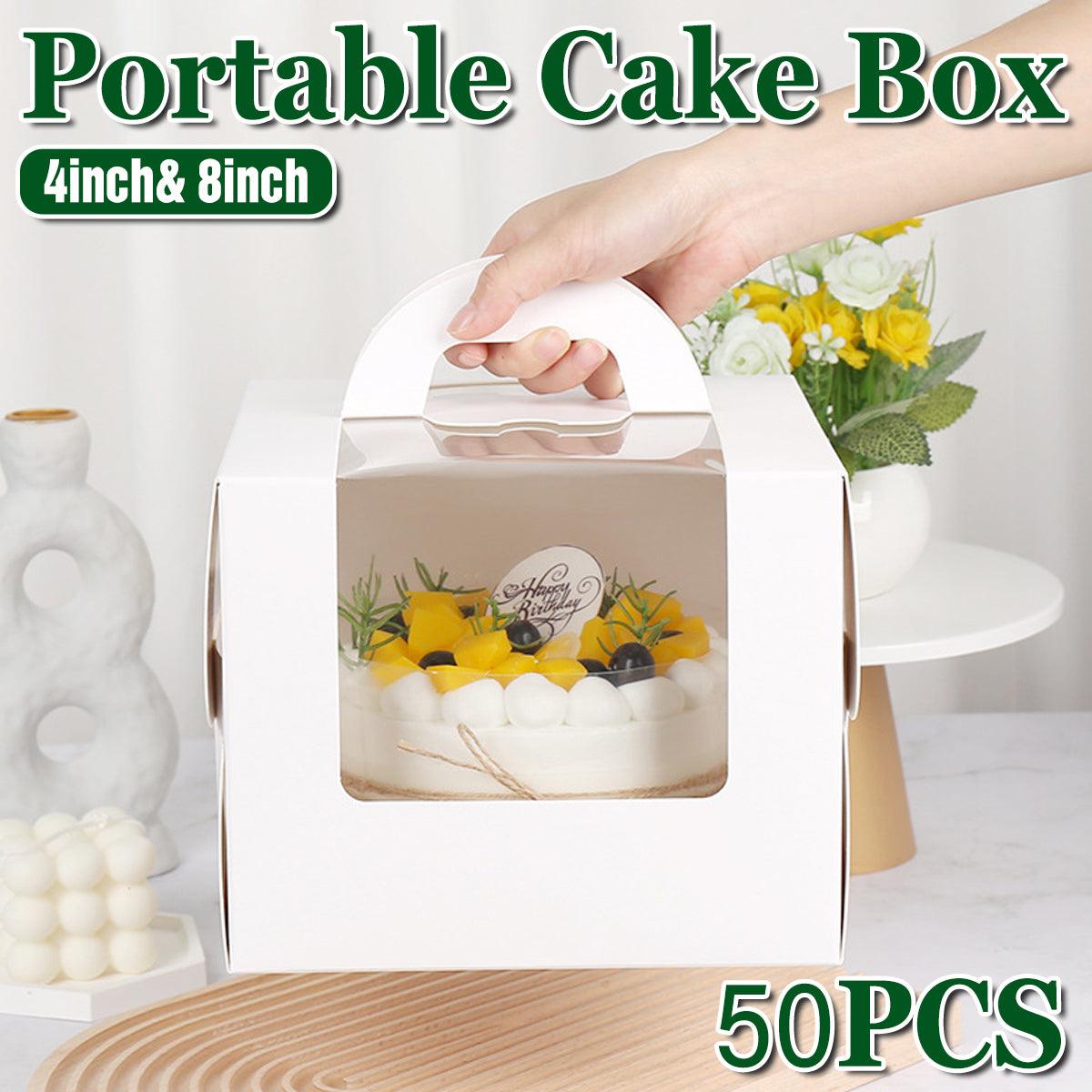 V528-CAKEBOX-8-50PCS-646255-202509301909-00 50pcs Portable Cake Boxes with Open Window for Birthday Party Cake Packaging - 8inch - Image 1