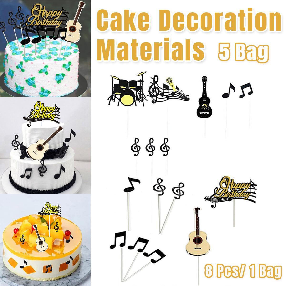 V528-CAKECANDLES-5BAGS-374461-202509302036-00 Music Notes Violin Cake Decoration Materials Birthday Cake Topper Inserts - 2 - Image 1