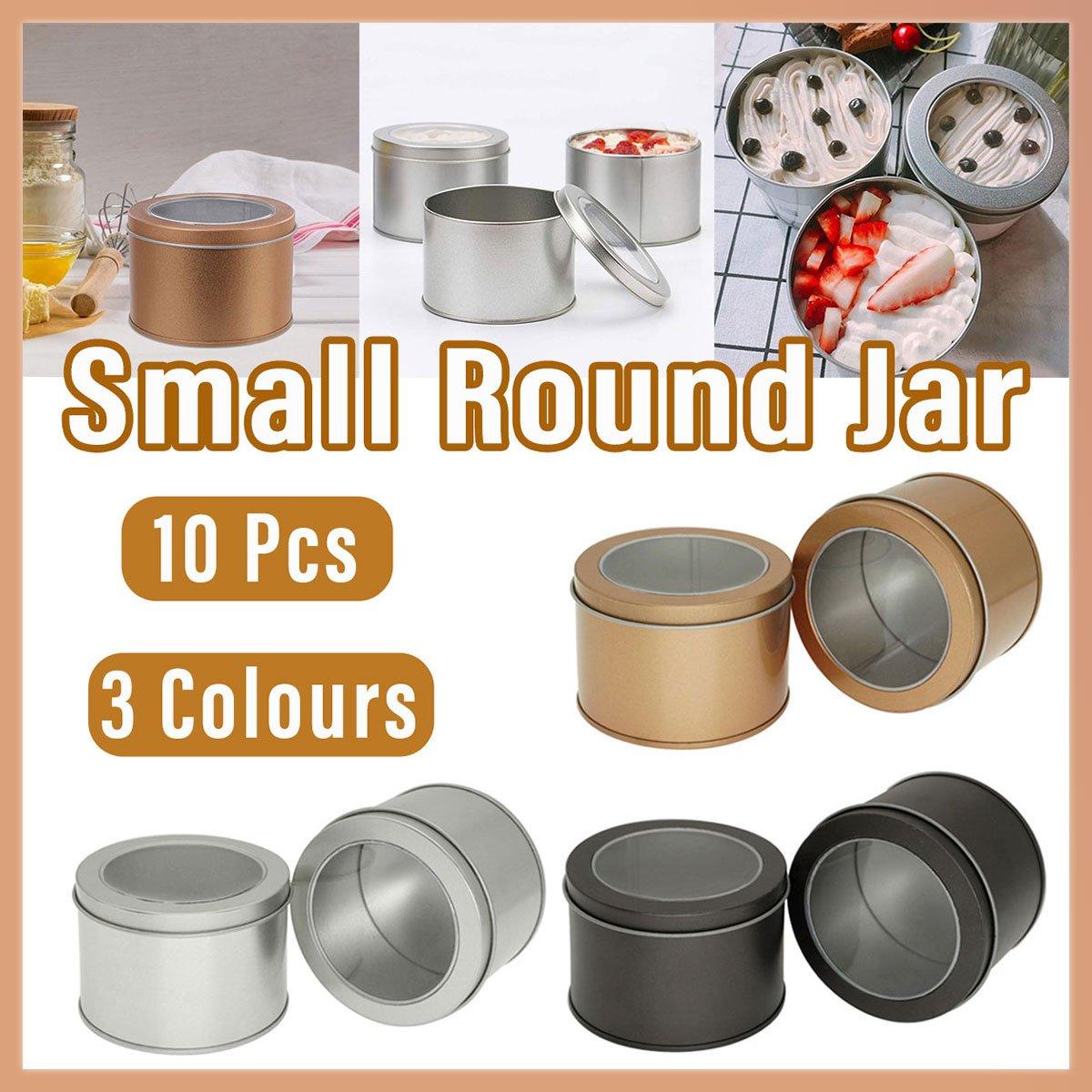 V528-CAN-10PCS-SLIVER-9-6-355230-202510010618-00 10pcs Open Window Cake Tin Box Bakery Biscuit Packaging Storage Tin Box Set - Sliver - Image 1