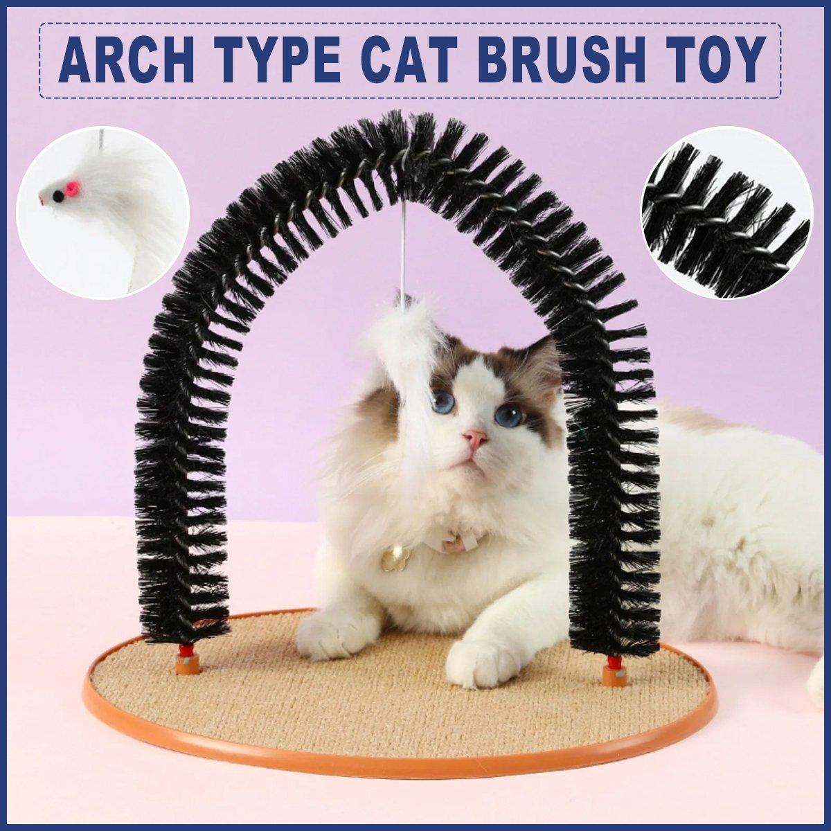 V528-CAT-BRUSH-800421-202509250953-00 Arch Cat Scrub Brush Pet Grooming Toy Self Groomer Tickle Device for Cats - Image 1