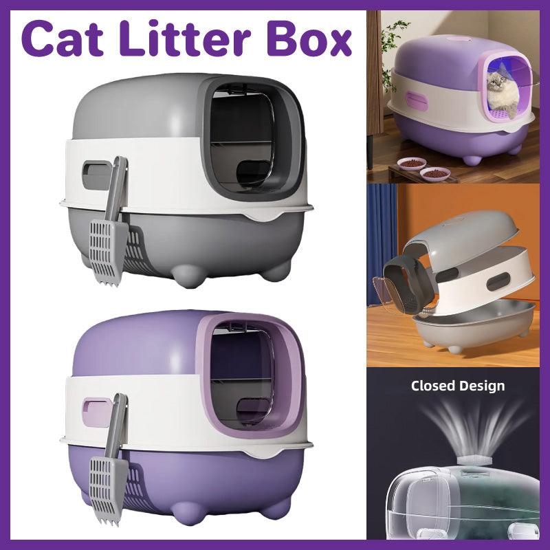 V528-CAT-LITTER-BOX-PURPLE-318530-202510011127-00 Large Fully Enclosed Cat Litter Box Lift Lid Odour Control Easy Clean Kitty - Purple - Image 1