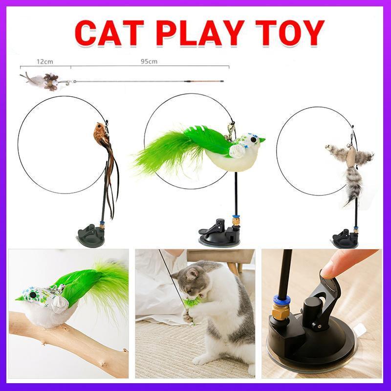 V528-CATPLAYTOY-1-562342-202510010927-00 Cat Play Toy Simulation Birds Teaser Wand Interactive Stick with Suction Cup - 1 - Image 1