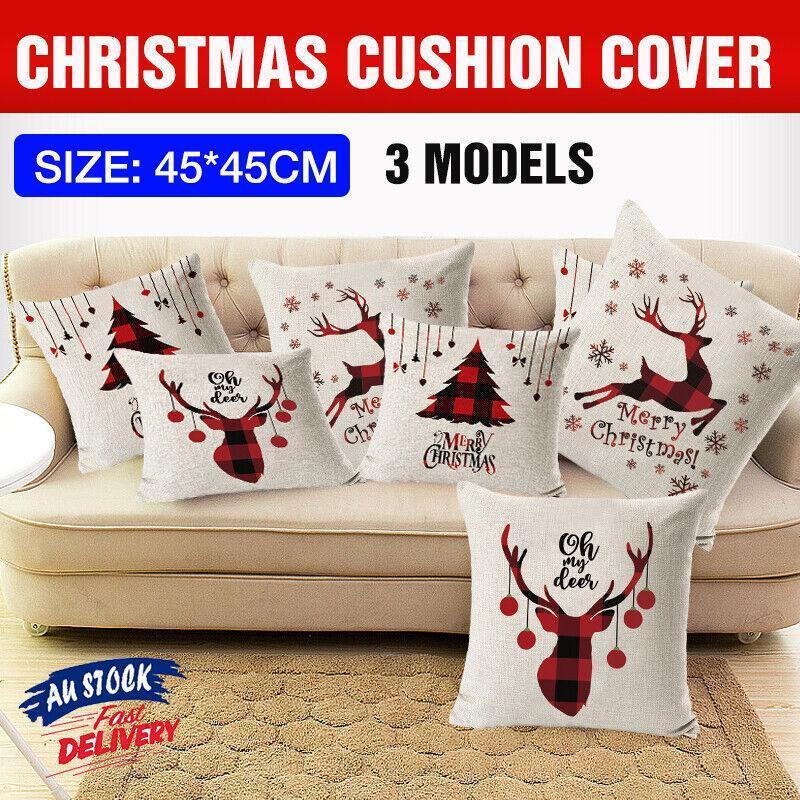 V528-CHRISTMASCOVER-BZ0188-1-645805-202510010809-00 1Pc Christmas Square Cushion Cover Throw Waist Pillow Case Sofa Home Decor - Deer Head - Image 1