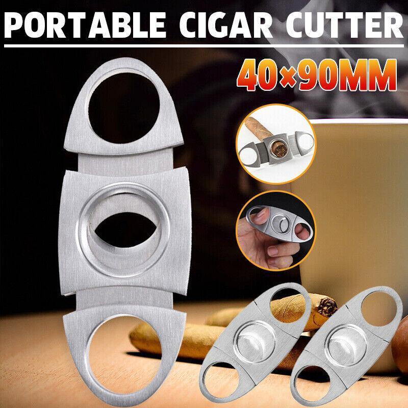 V528-CIGARSCISSORS-44836-202509291436-00 Cigar Cutter Double Blades Knife Scissors Stainless Steel Tobacco Tool - Image 1