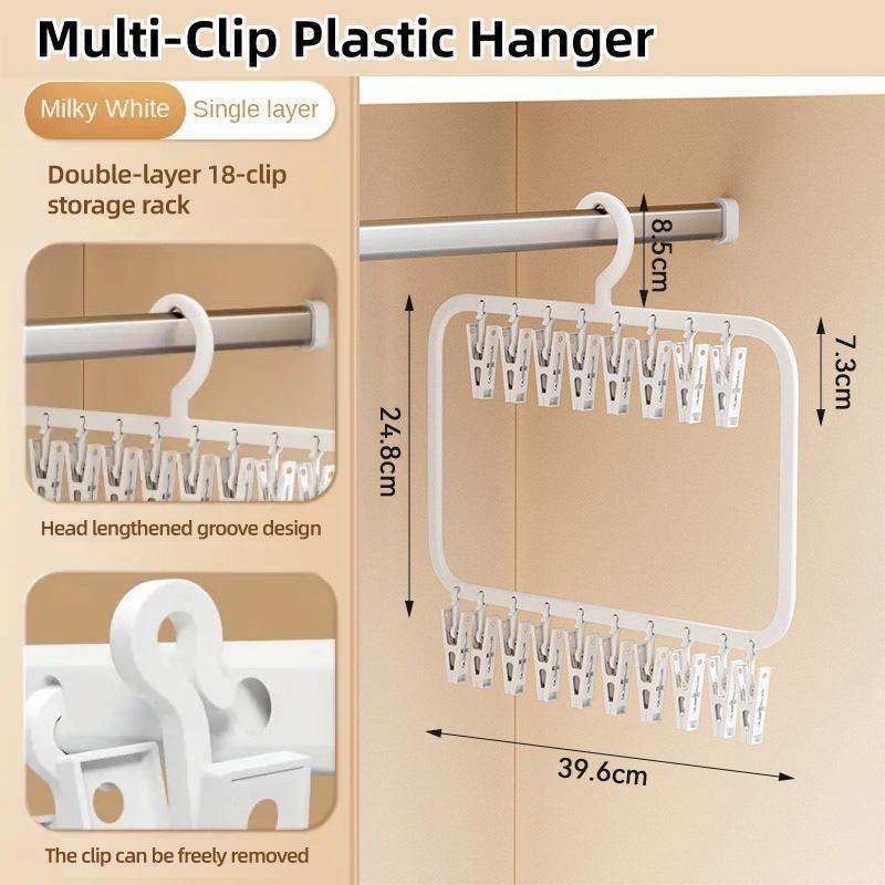 V528-CLIP-WHITE-758542-202509291927-00 Clothes Rack Plastic Household Drying Hangers Non-Slip Storage Clip Organiser - Image 1