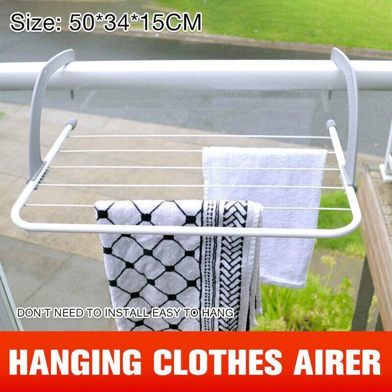 V528-CLOTHESHORSE-496684-202509251130-00 6 Rails Hanging Laundry Drying Rack Over Door Clothes Airer Stand - Image 1