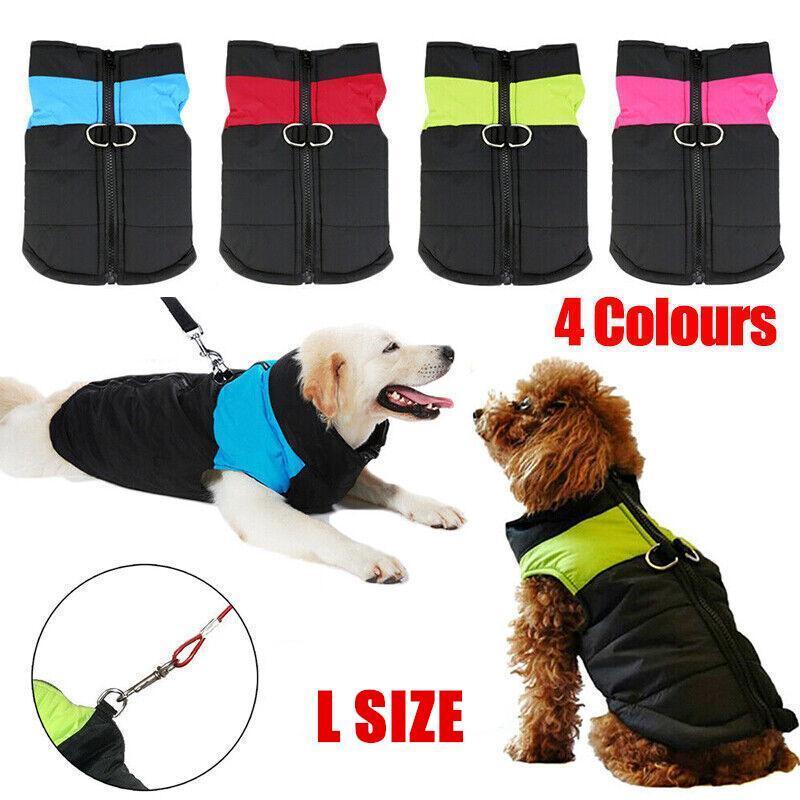 V528-CLOTHING-PINK-L-37458-202510010636-00 L Size Large Dog Jacket Padded Waterproof Pet Clothes Warm Windbreaker Vest Coat Winter - Pink - Image 1