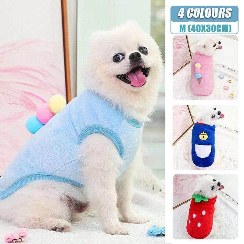V528-CLOTHING-REDSTRAWBERRY-M-98606-202510010836-00 M Size Warm Winter Dog Clothes Soft Fleece Dog Jacket Pet Coat Sweater Puppy Cat Jumper - Red Strawberry - Image 1