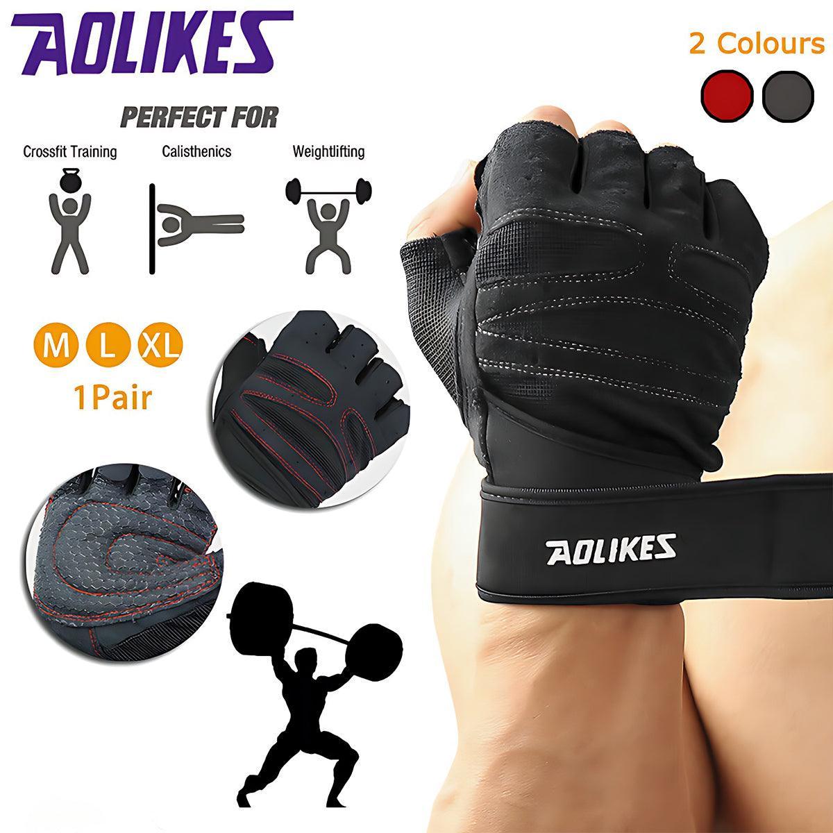 V528-COLOUR-ONEPAIRGREY72112-202510010445-00 L Size Weight Lifting Gloves Gym Bodybuilding Fitness Workout Cycling Crossfit Men - One Pair Grey - Image 1