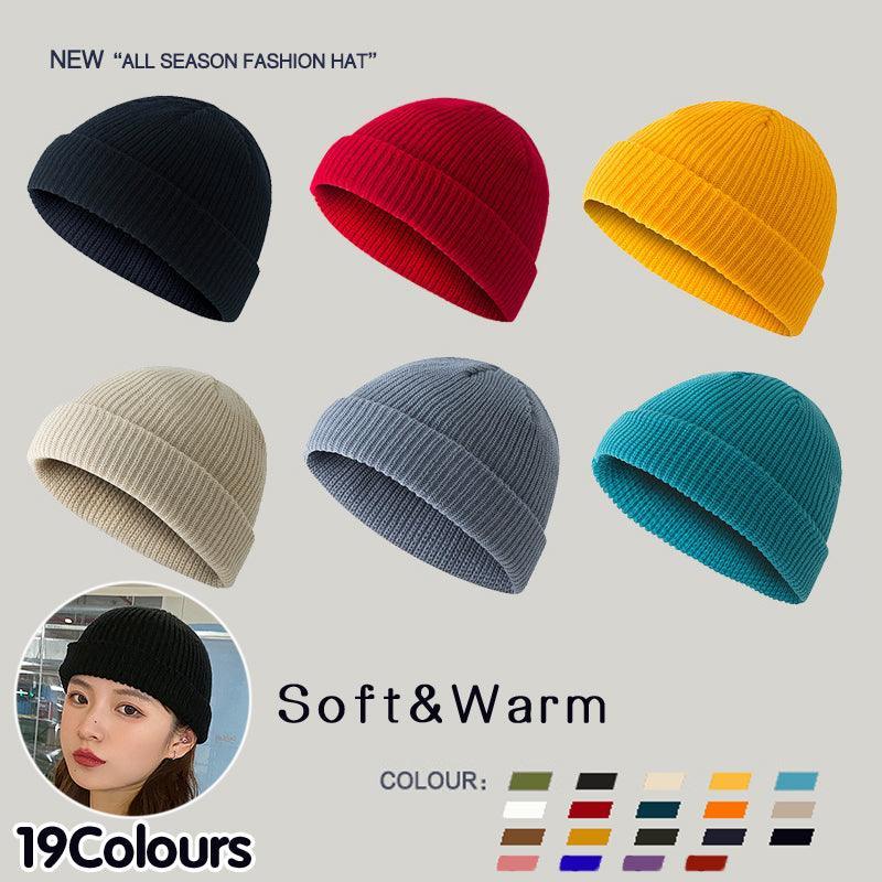 V528-COLOUR-WHITE80193-202509301418-00 Men Women Mini Fisherman Beanie Winter Spring Hat Soft Knitted Docker Skull Cap - White - Image 1