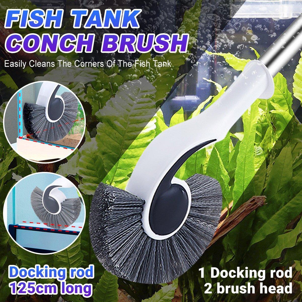 V528-CONCH-BRUSH-125CM-399307-202509251036-00 Fish Tank Cleaning Tool Long Handle Algae Removal Conch Brush Seahorse Cleaner - Image 1
