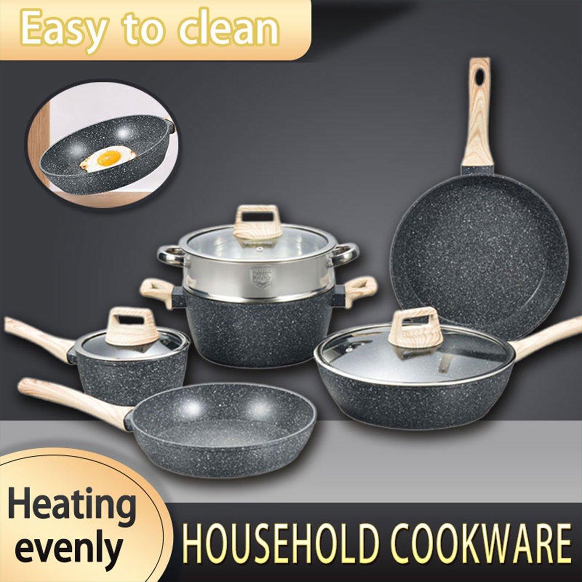 V528-COOKSET-BLACK-GREY-995909-202509291418-00 12pcs Nonstick Stone Coated Cookware Set with Frying Pans Steamer and Soup Pots - Image 1