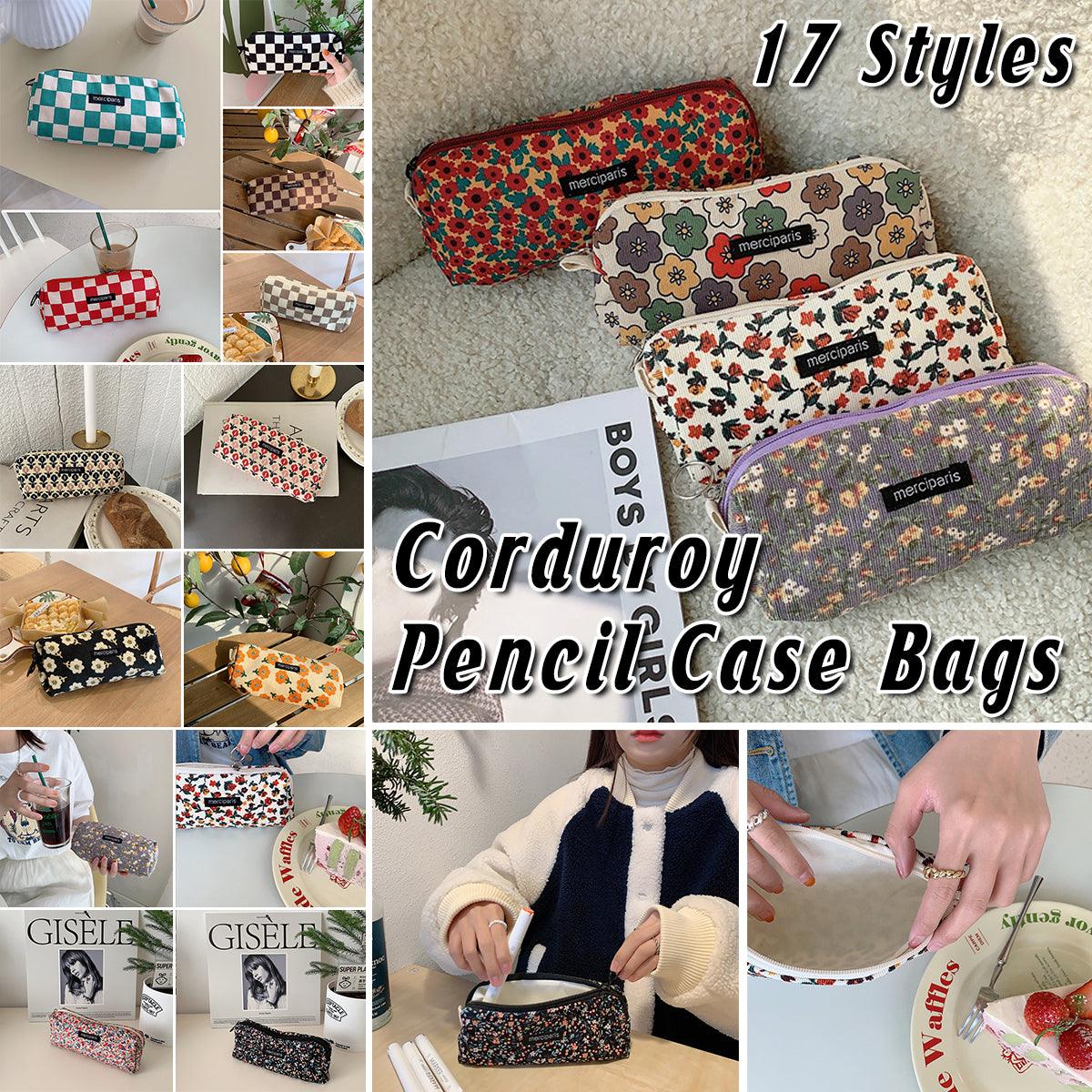 V528-CORDUROY-PENCIL-CASE-GF-844361-202509301345-00 Large Capacity Pencil Case Organiser Bag Stationery Holder School Travel Pouch - Hong Kong Style - Image 1