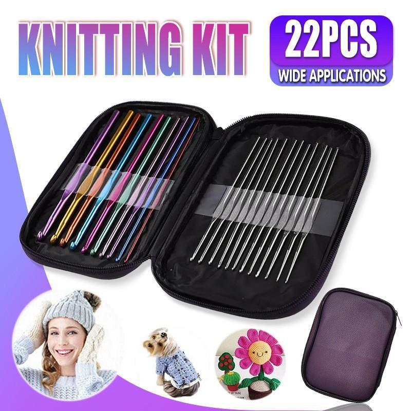 V528-CROCHETHOOK-371952-202509291545-00 22PCS Crochet Hook Set Aluminium Knitting Needles with Case for DIY Yarn Craft - Image 1