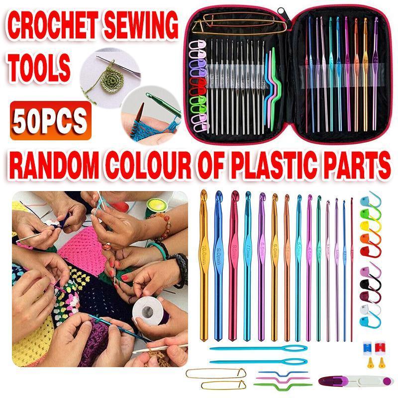 V528-CROCHETSET-50PCS-68711-202509251631-00 50PCS Hooks Set Crochet Sewing Tools Knitting Needles Aluminum DIY Weave Craft - Image 1
