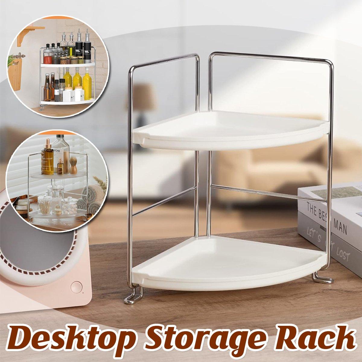 V528-DESKTOP-STORAGE-WHITE-447516-202509251440-00 2 Tier Countertop Shelf Organizer Storage Rack for Kitchen Bathroom and Office - Image 1