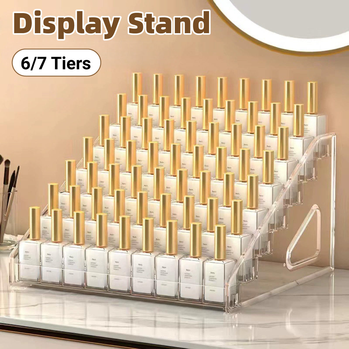 V528-DISPLAY-STAND-7-811770-202509302145-00 6/7 Layer Nail Polish Storage Box Multi Layer Clear Display Rack Organizer Stand - 7-Tier - Image 1