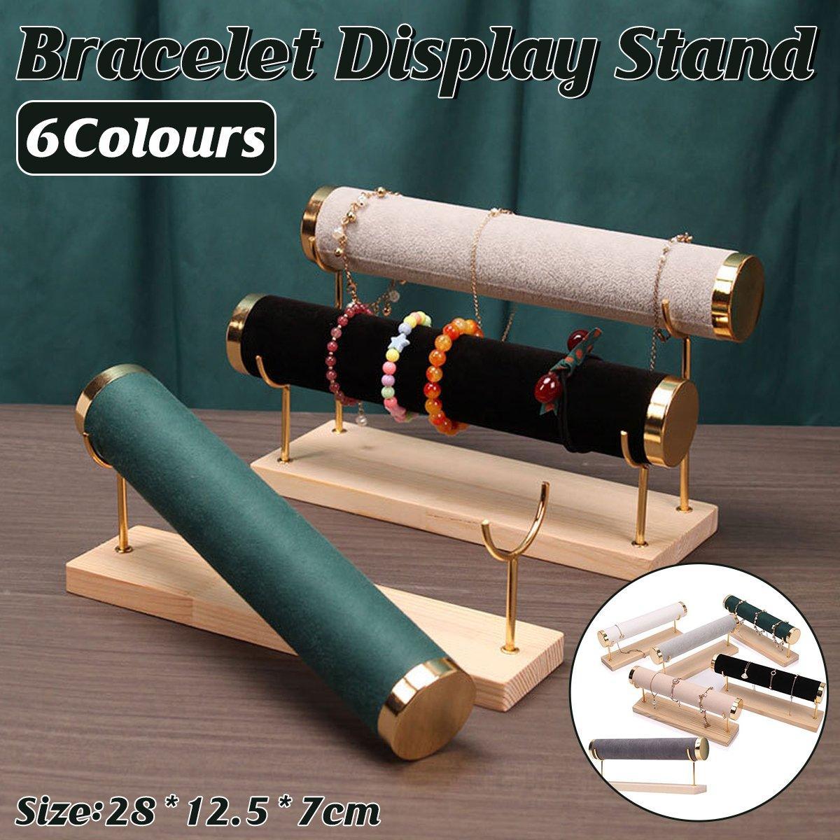 V528-DISPLAY-STAND-GREEN-246451-202509302036-00 Wooden Bracelet Display Stand Single Tier Watch Bangle Holder Organizer Jewelry - Green - Image 1