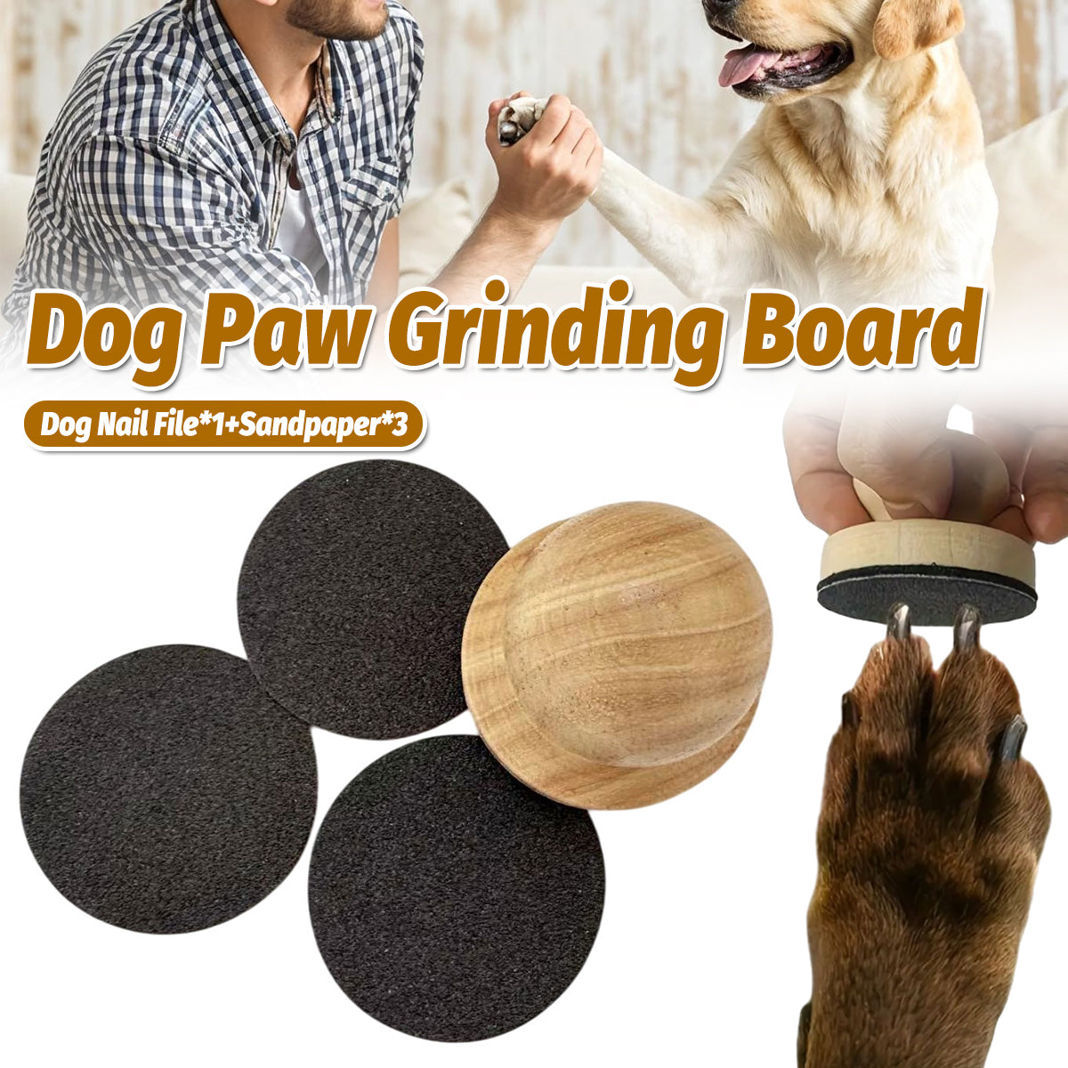 V528-DOG-SCRATCHING-POST-2-488603-202509251546-00 Wooden Dog Nail Sharpening Board Round Pet Grooming Tool Nail Repair Training - Image 1
