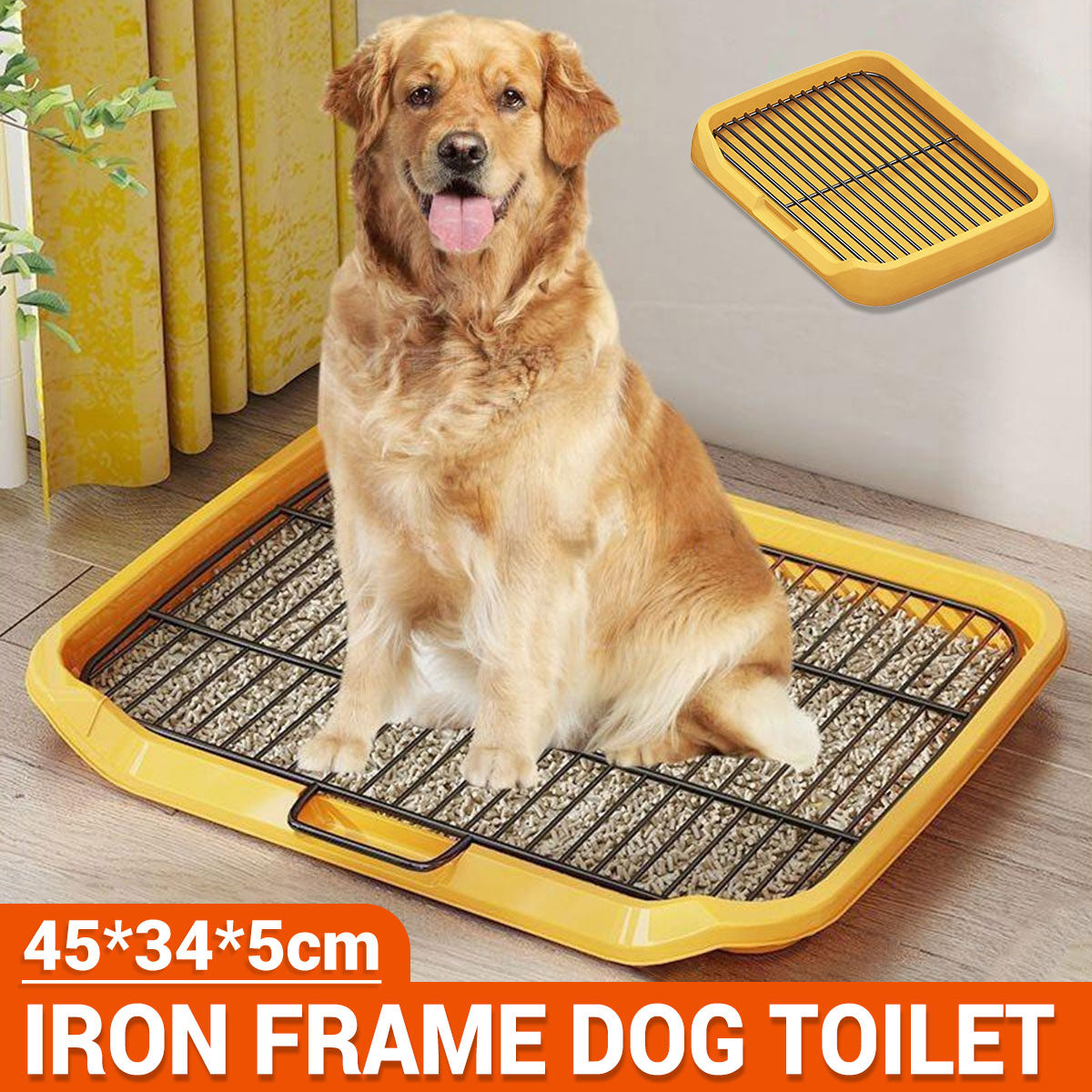 V528-DOG-TOILET-YELLOW-283567-202509291418-00 Pet Training Pad Dog Potty Toilet Large Size Portable With Tray Mat For Indoor - Image 1