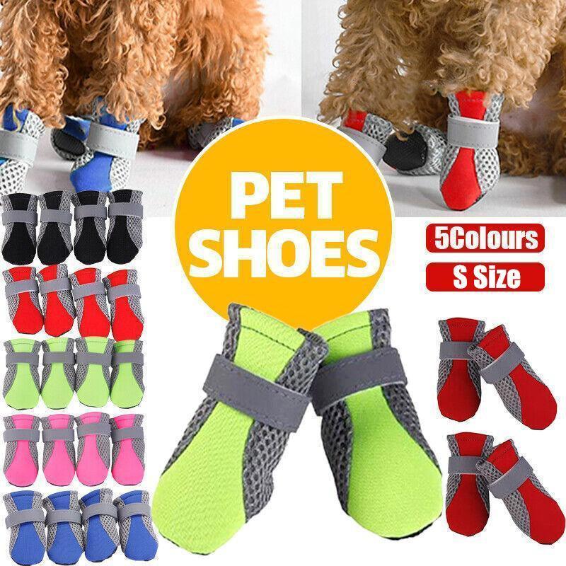 V528-DOGSHOE-RED-S-91009-202510010936-00 4PCS S Size Anti Slip Waterproof Protective Dog Shoes Rain Boots Pet Socks Booties - Red - Image 1