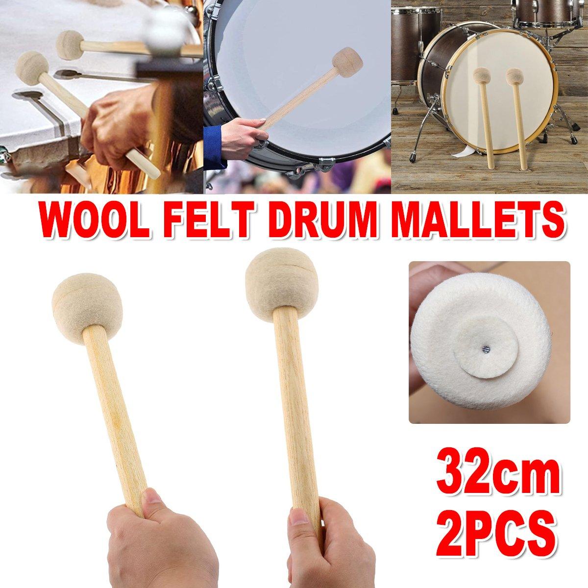 V528-DRUMSTICK-2PCS-289040-202509291437-00 2pcs Felt Drumsticks Gong Mallets Soft Hammer Drum Accessories Percussion Tools - Image 1