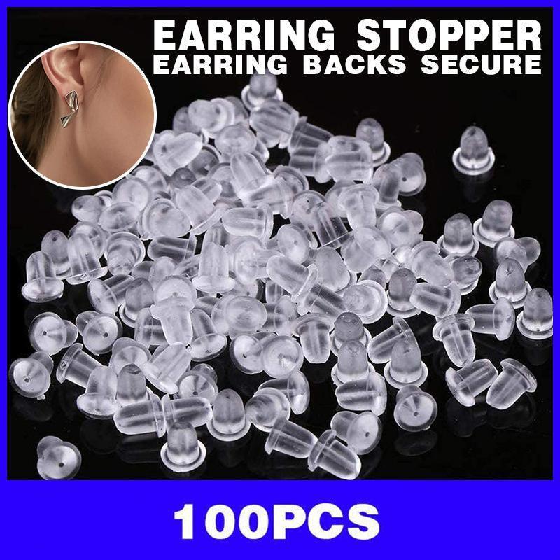 V528-EARRINGBACK-100PCS-963058-202509251336-00 100PCS Clear Silicone Earring Backs Soft Hypoallergenic Stoppers 5mm - Image 1