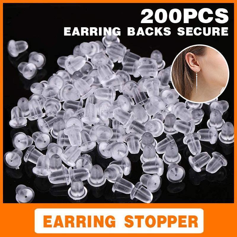 V528-EARRINGBACK-200PCS-746327-202509291527-00 200 Rubber Earnuts Earring Nuts Findings Earring Backs Clear Plastic Dewsupplies - Image 1