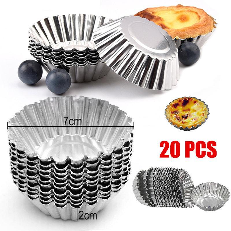 V528-EGGTARTMOLD-20PCS-60286-202509250955-00 20pcs Aluminium Egg Tart Moulds Non Stick Round Baking Cups for Cupcakes Pies - Image 1