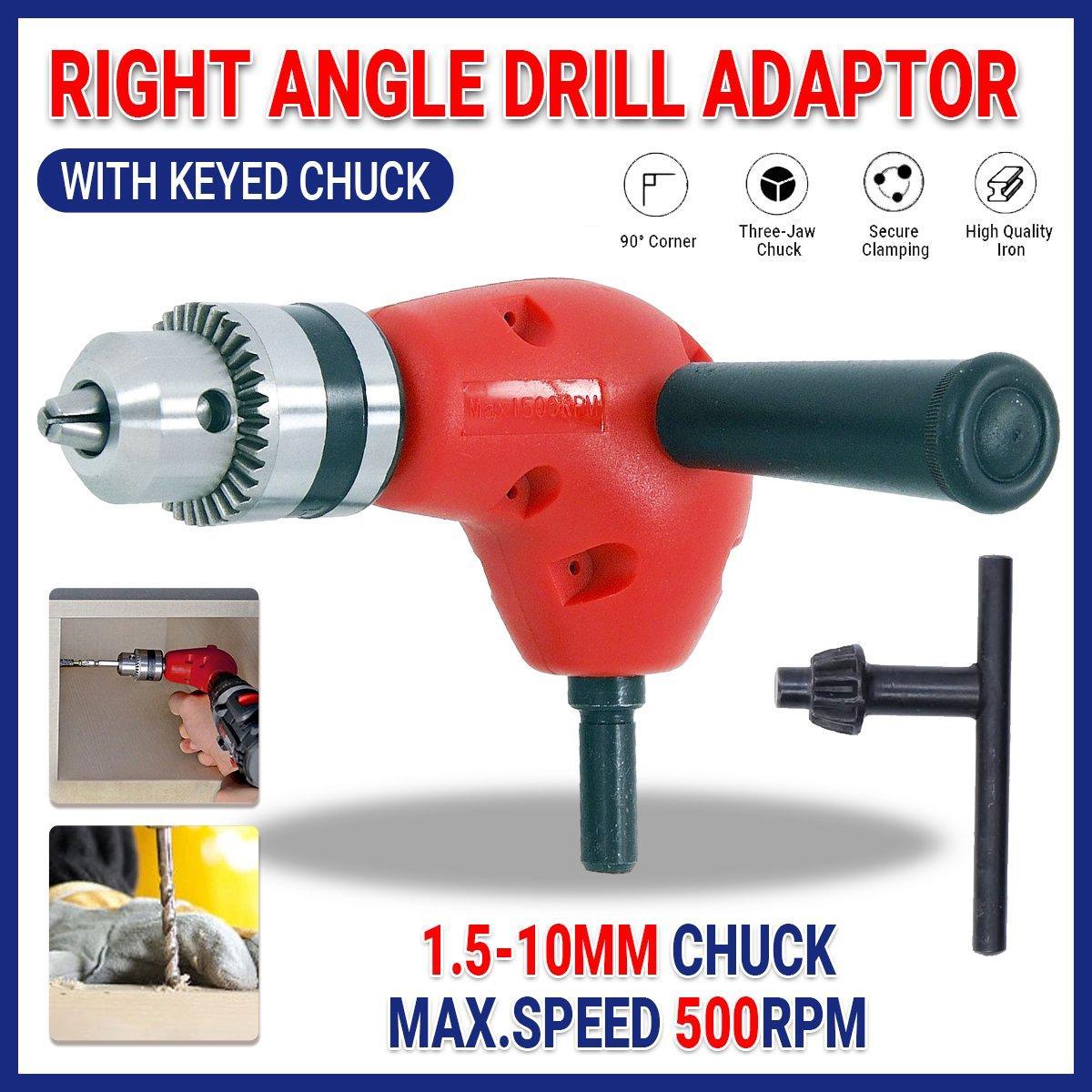 V528-ELECTRIC-DRILL-BENDERS-727914-202509251053-00 90-Degree Right Angle Drill Attachment 1/4inch Drive Adapter with Chuck Key Tools - Image 1