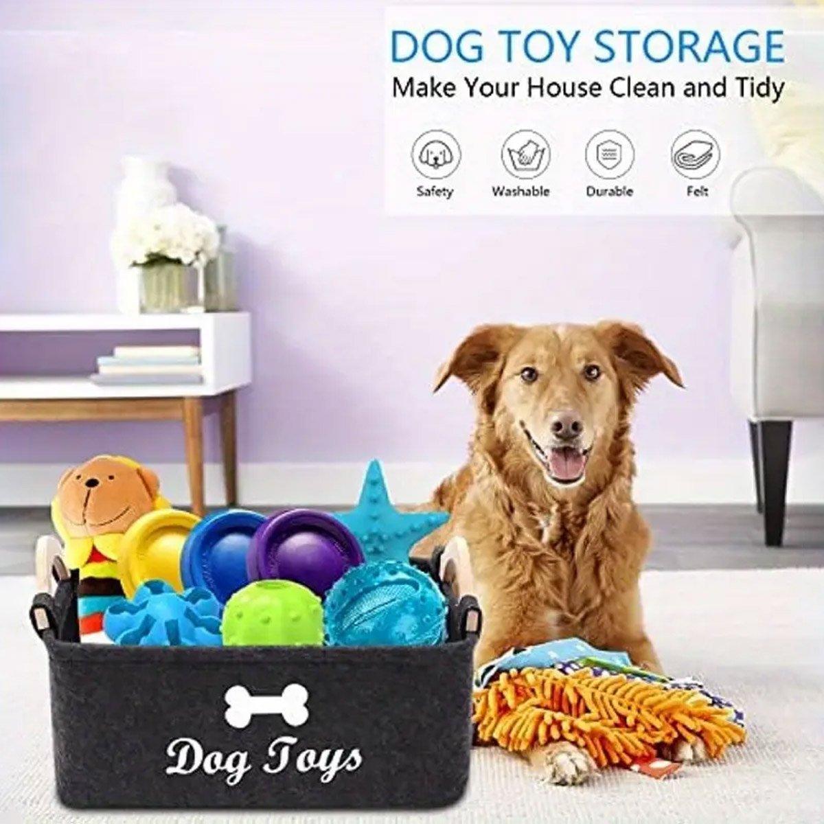 V528-FELT-STORAGE-227859-202509291709-00 Large Felt Storage Basket for Dog Toys Dirty Clothes Sundries Home Organizer - Image 1