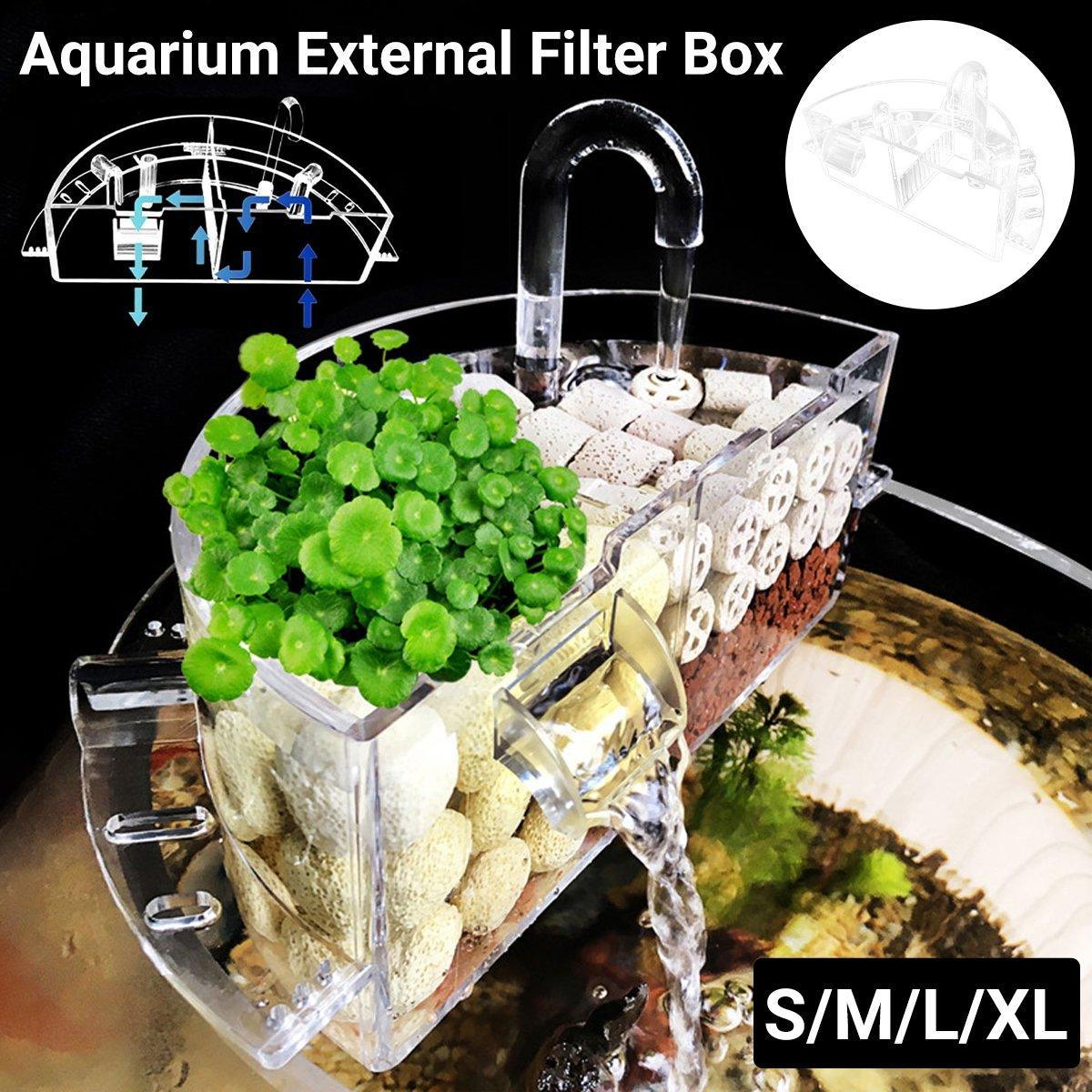 V528-FILTER-BOX-S-812358-202510010945-00 Round Fish Tank Filter Box Aquarium Trickle Box Small External Top Quiet Water Purification Three-in-One Filter - S - Image 1