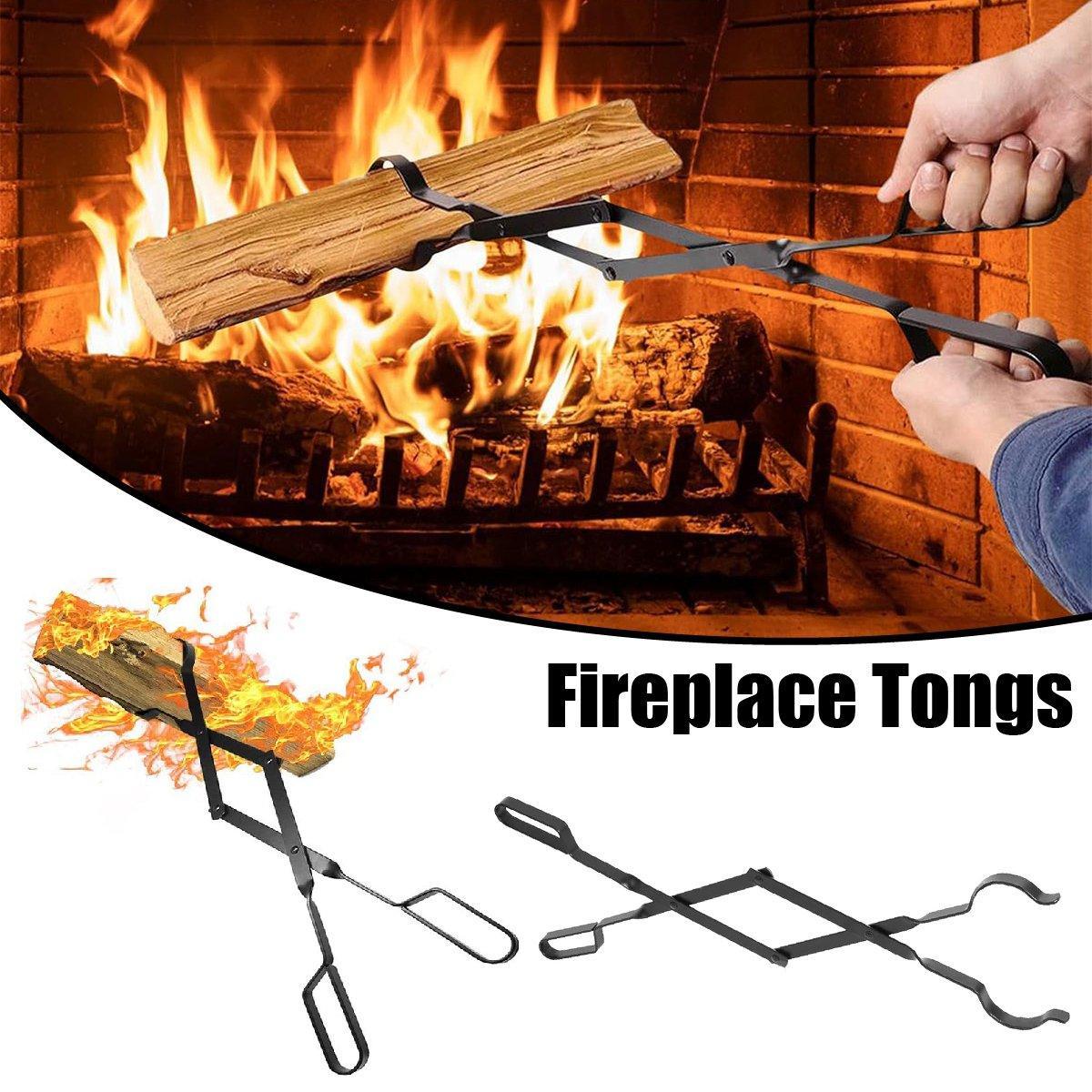 V528-FIREPLACE-TONGS-FOLDING-219083-202509291819-00 Folding Fireplace Tongs Grip Fire Pit Pliers Outdoor Indoor Fire Tools Durable - Image 1