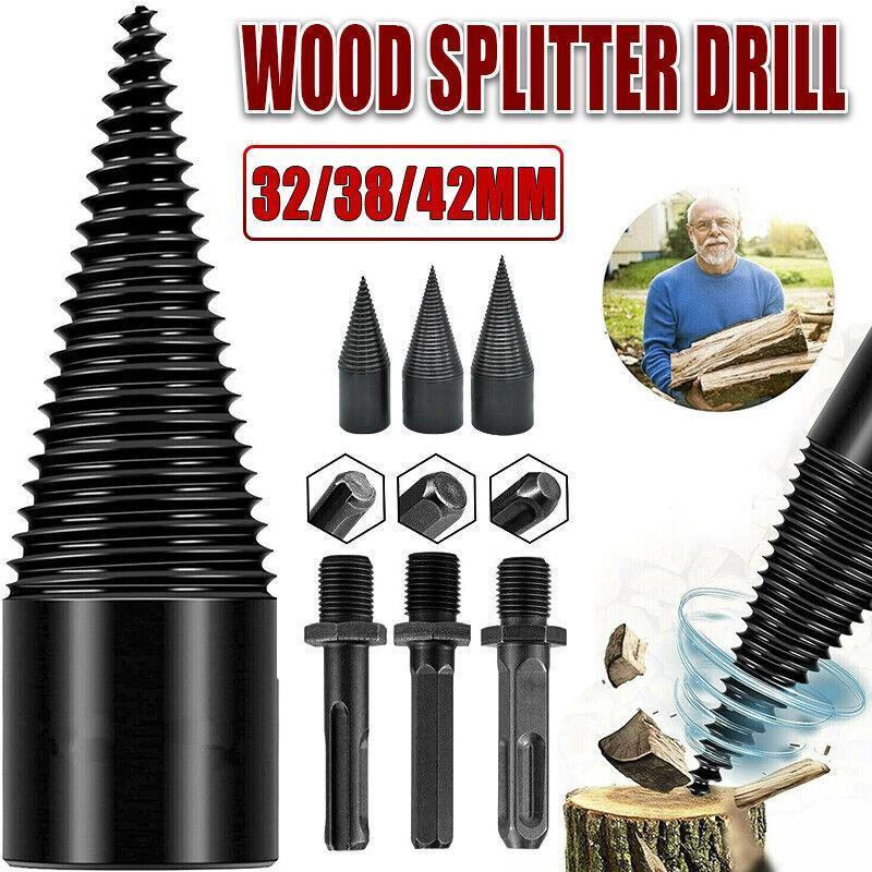 V528-FIREWOODDRILL-38MM-783546-202510010118-00 32-42Mm High Speed Twist Firewood Drill Bit Wood Splitting Splitter Cone Driver - 38MM - Image 1