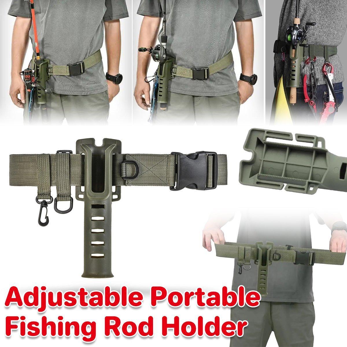 V528-FISHING-ROD-BELT-ARMY-GREEN-257142-202509251255-00 Adjustable Fishing Rod Holder Belt Portable Waist Strap Fishing Gear Rod Storage - Image 1