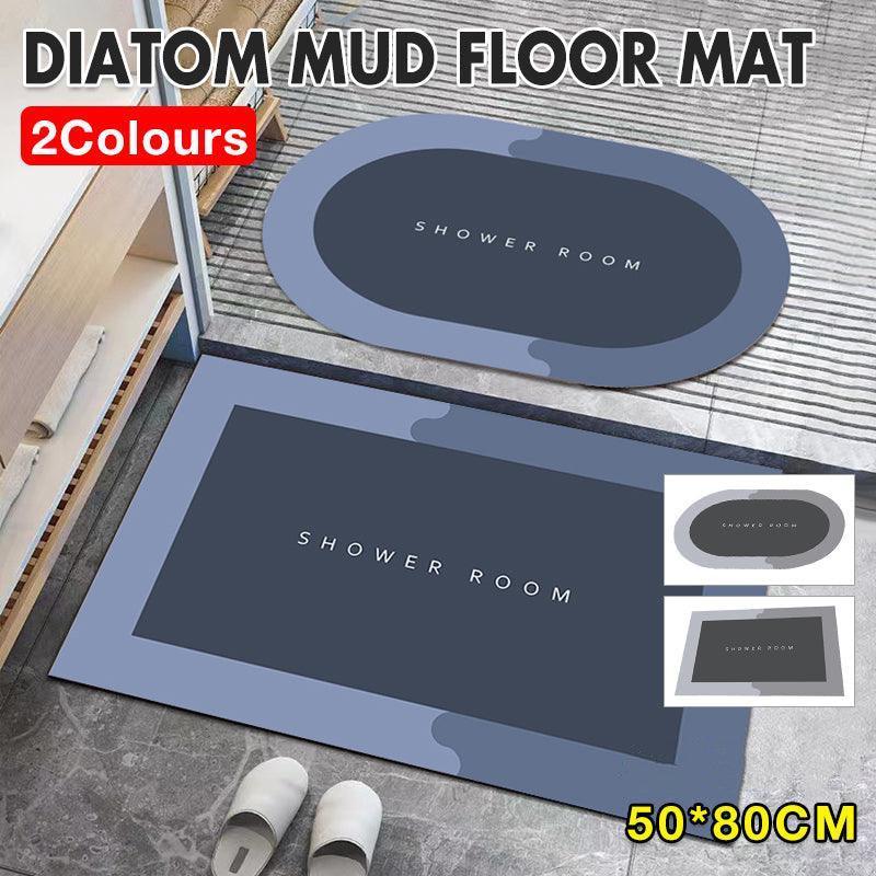 V528-FLOORMAT-GREY-OVAL-5080CM-620427-202509301745-00 50x80CM Super Absorbent Floor Mat Soft Quick-Drying Non-Slip Diatom Mud Bath - Grey-Oval - Image 1