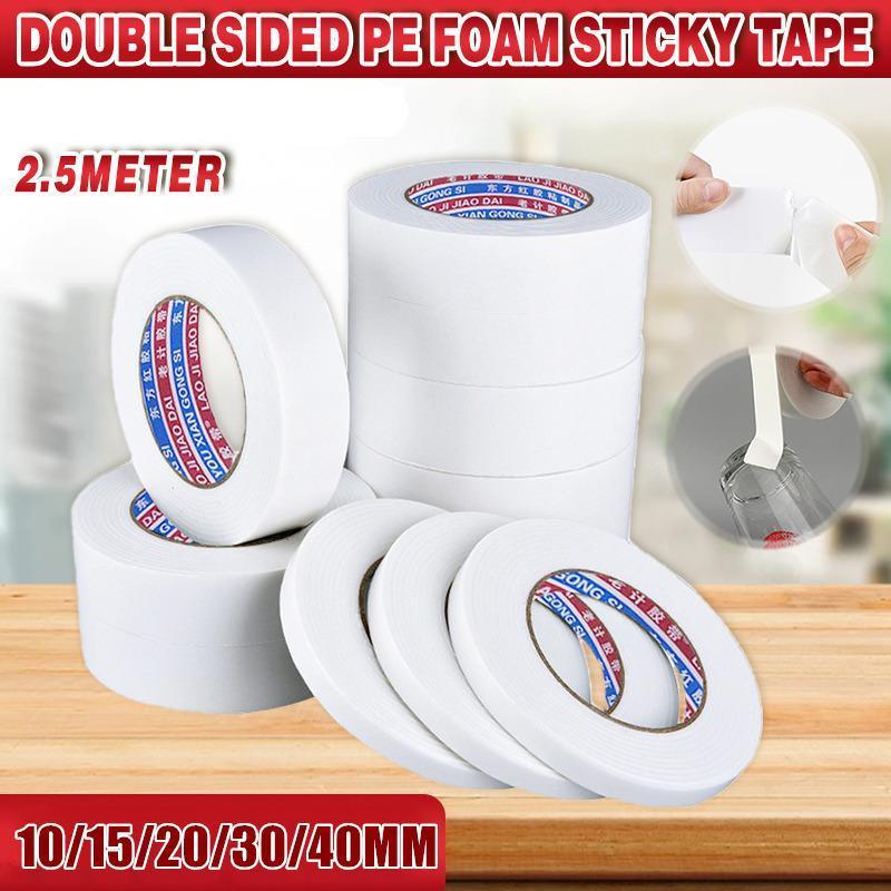 V528-FOAMDOUBLETAPE-40MM-1PC-386258-202509190945-00 Double Sided White PE Foam Sticky Tape Mounting DIY Craft Strong Adhesive 2.5m - 40mm*2.5m - Image 1