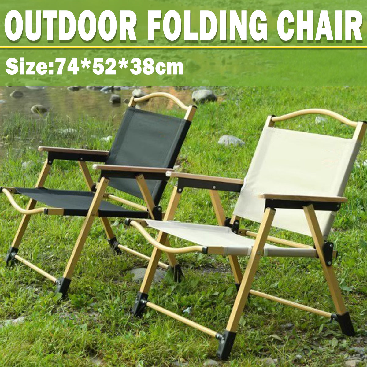 V528-FOLDING-CHAIR-BLACK-L-957382-202510011209-00 Outdoor Folding Chair Portable Camping Seat Compact Foldable Chair for Picnic - Black - Image 1