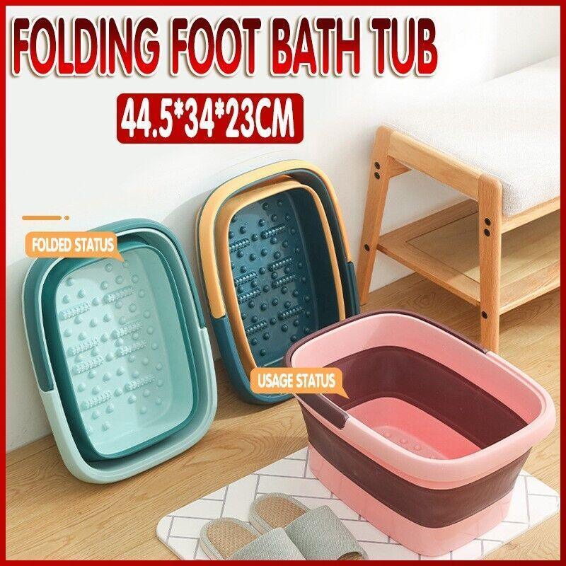 V528-FOOTBATH-GREEN-52413-202510010854-00 Folding Foot Spa Pedicure Bath Massage Tub Bucket Feet Basin Therapy Luxury - Green - Image 1