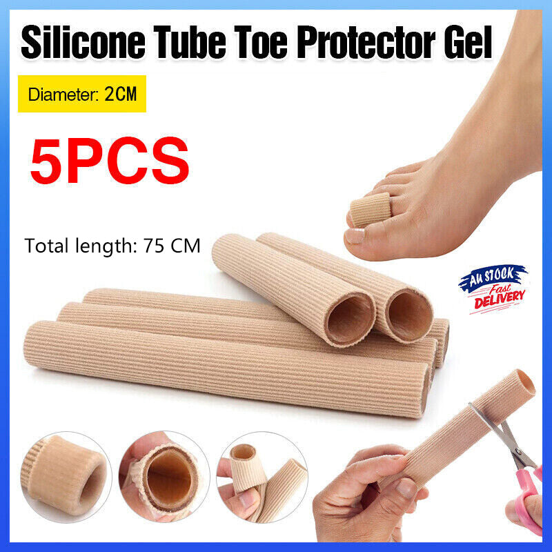 V528-FOOTPAIN-5PCS-249461-202509251436-00 5Pcs Silicone Tube Toe Gel Protector Corn Relief Foot Pain Soft Cushion Pad Cap - Image 1