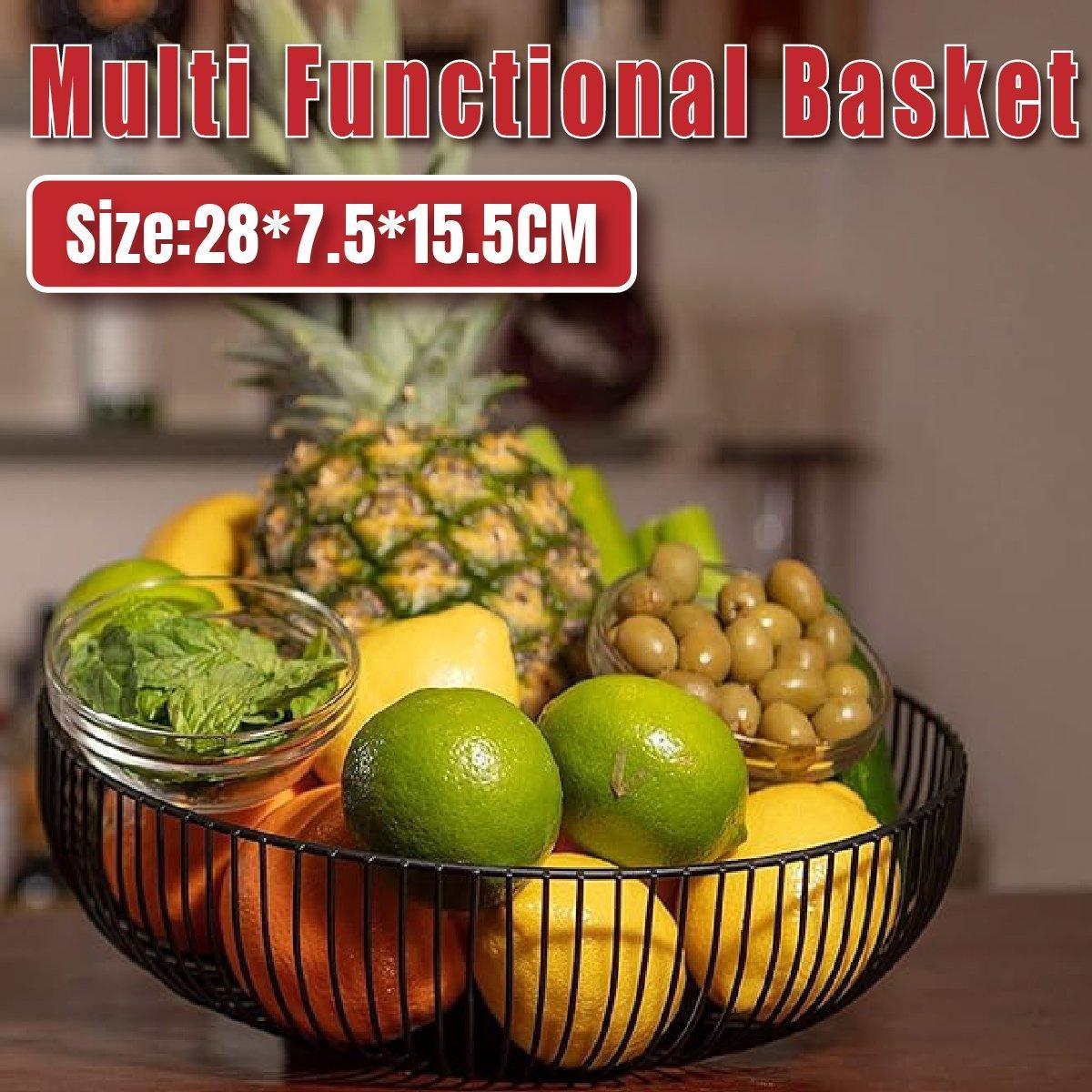 V528-FRUIT-BASKET-BLACK-973851-202509291618-00 Multi Functional Wire Storage Basket Fruit Vegetable Holder for Kitchen Counter - Image 1