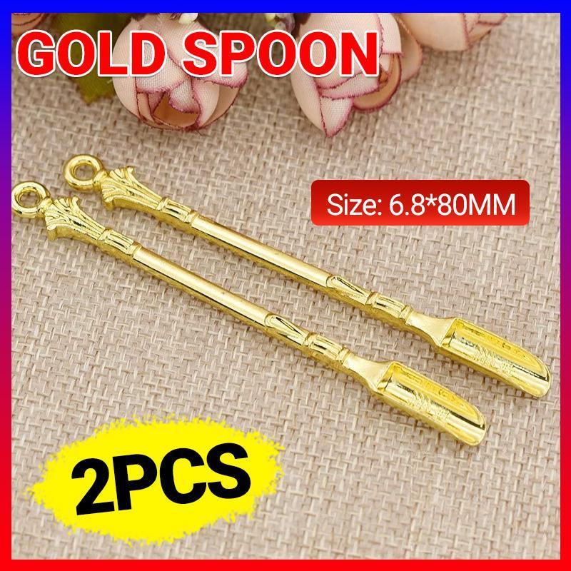 V528-GOLDSPOON-2PCS-322691-202509251535-00 2PCS Gold Mini Scoop Spoon Metal Powder Spatula for Kitchen Craft or Resin Use - Image 1