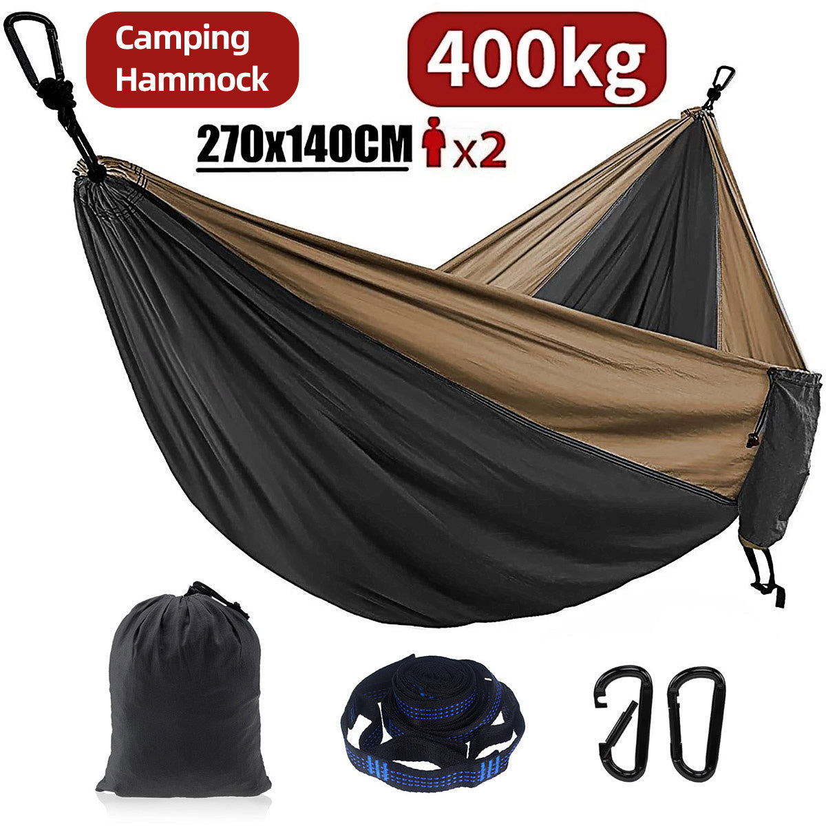 V528-HAMMOCK-485475-202509291818-00 Outdoor Camping Hammock with Adjustable Strap Portable Hanging Bed Travel Swing - Image 1