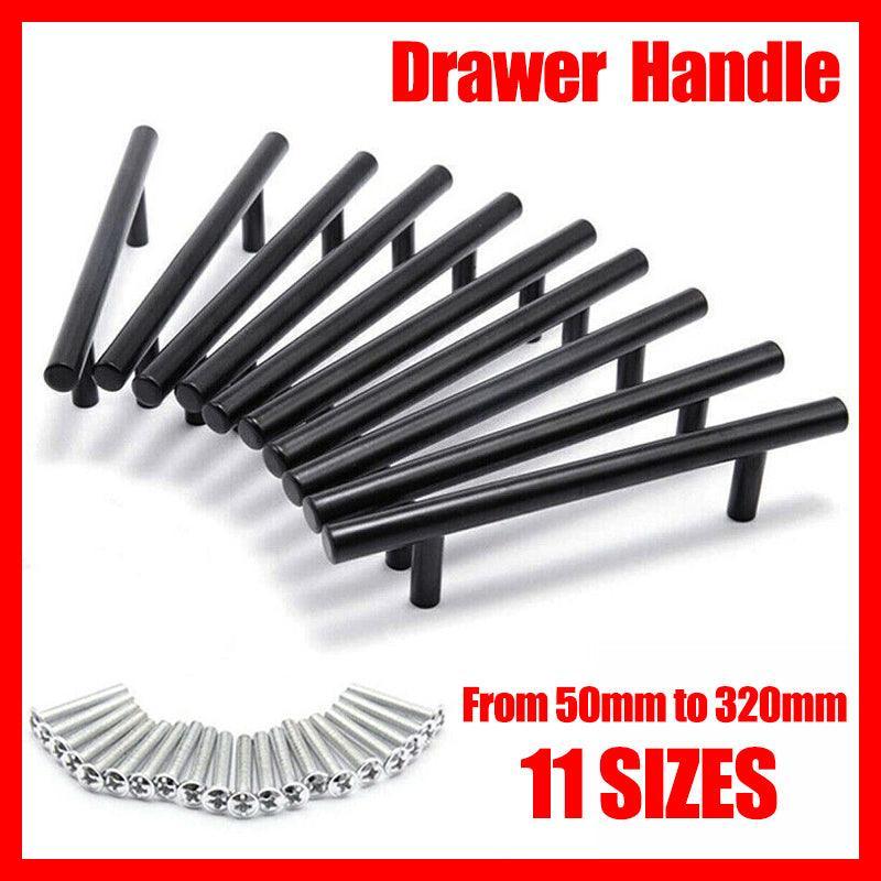V528-HANDLE-BLACK-450-288MM-5PCS-59508-202509301700-00 5PCS Black Kitchen Cabinet Door Handles Stainless Steel Door Drawer Pull T Bar - 450mm/288mm - Image 1