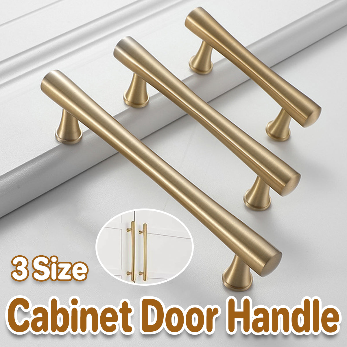 V528-HANDLE-COPPER-96MM-797041-202509301309-00 Cabinet Door Handle Set 3Sizes Black Drawer Wardrobe Pull Handle for Furniture - 13.2cm - Image 1