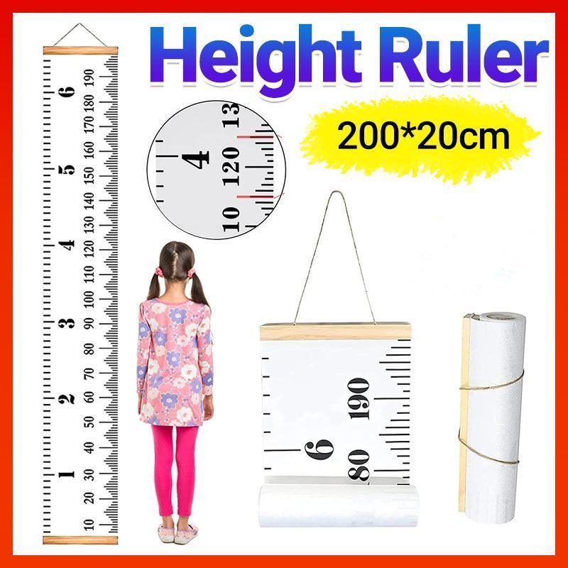 V528-HEIGHTRULERWHITE200-20CM-127584-202509251310-00 Canvas Wall Hanging Height Chart Ruler 200x20cm for Growth Tracking - Image 1