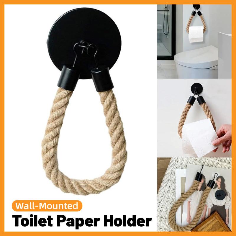 V528-HEMP-ROPE-110879-202509291636-00 Black Wall Mounted Paper Towel Holder Hanging Roll Dispenser Kitchen Storage - Image 1