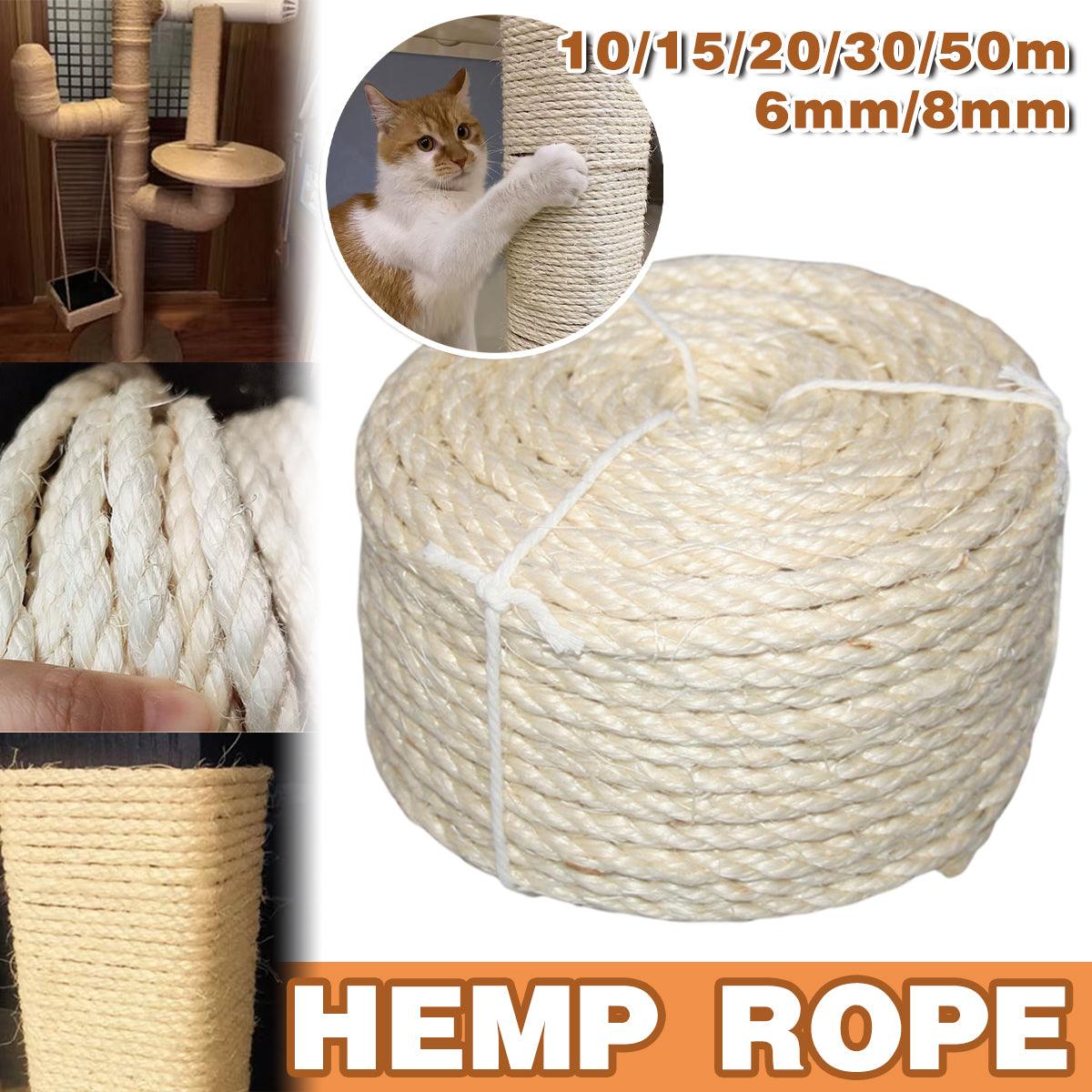 V528-HEMP-ROPE-WHITE-6-20-645874-202510010209-00 Vintage Burlap Rope Woven DIY Cat Climbing Scratch Rope 6-8mm Home Decoration - 6mm x 20m - Image 1