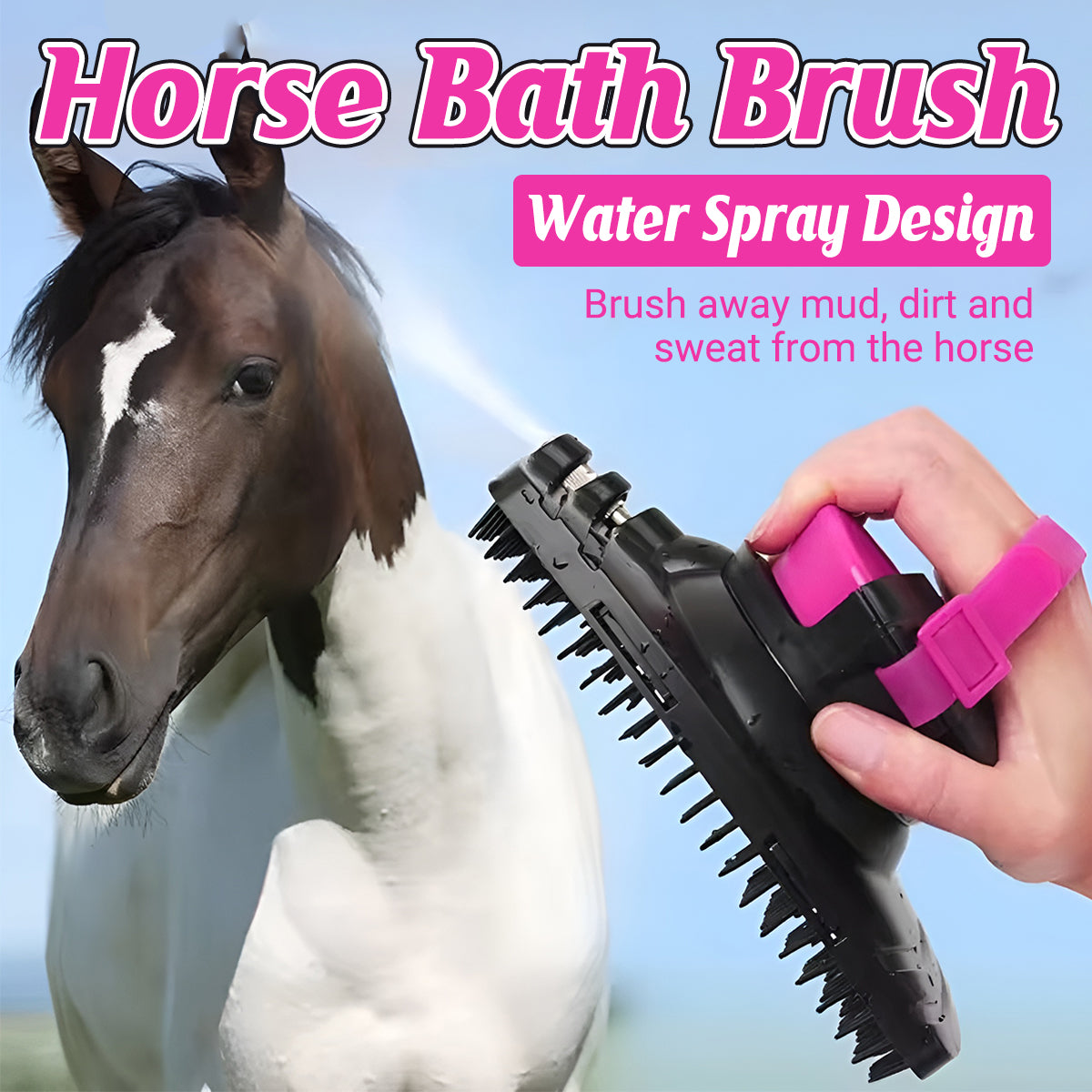 V528-HORSE-BRUSH-557184-202509251415-00 Horse Bath Brush Grooming Massage Comb Soft Bristle Cleaning Tool For Equine Use - Image 1