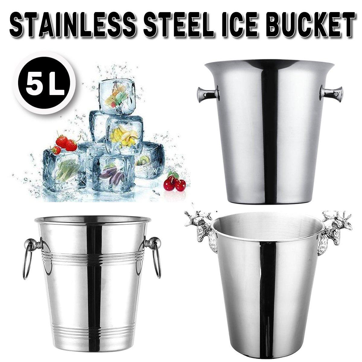 V528-ICE-BUCKET-LUXURY-257924-202509302109-00 5L Stainless Steel Ice Bucket Champagne Wine Bucket Hotel Bar Ice Container - Circular Ring - Image 1